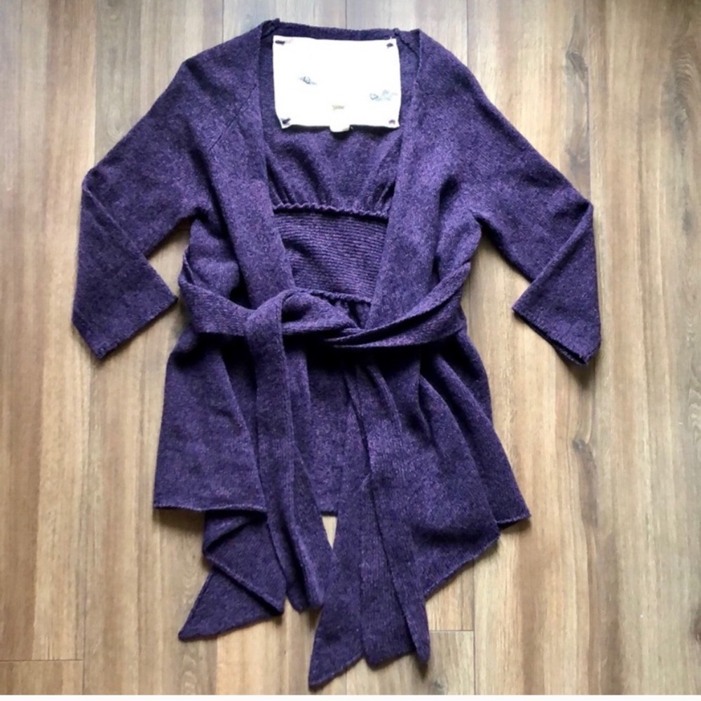 Anthropologie Canary Purple Wrap Cardigan